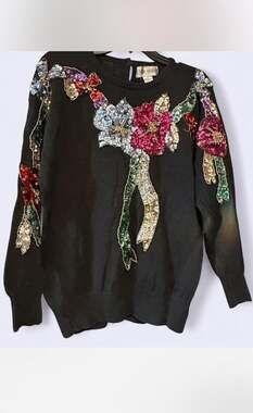 Vintage Victoria Harbour Sequin Beaded Grandmacore Sweater